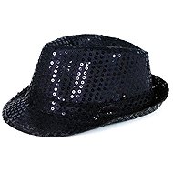 GUIRCA Black hat with sequins, New Year's Eve disco 80s - Wide-Brimmed Hat