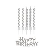 GoDan Birthday Candles - Happy Birthday - silver, 16 pcs 7 cm - Candle