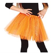 Guirca Children's tulle tutu skirt with sequins 30 cm, orange - Costume Accessory