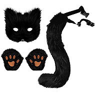 Ruhhy 26248 Ladies fox costume, 4-piece set, black - Carnival Mask