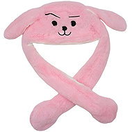 EXCELLENT Plush hat with movable ears - pink monster - Party Hats