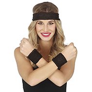 GUIRCA Retro set of sweatbands with headband, black, 3 pcs - Costume Accessory