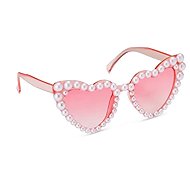 PARTYDECO Party glasses heart with pearls, pink - Costume Accessory