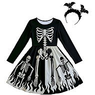 Excellent Halloween Dress, Size 122 - Black and White Skeleton - Costume