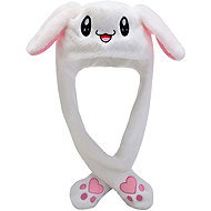 Excellent plush hat with moving ears - White bunny - Party Hats
