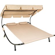 Tectake Zahradní lehátko pro dvě osoby, černé/béžové - Zahradní lehátko
