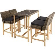 Tectake Ratanový barový stůl Kutina se 4 židlemi Latina, přírodní - Záhradný nábytok
