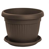 Gardino Mediteran 25 cm diameter with saucer, brown - Flower Pot