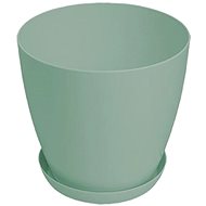 GARDINO Flowerpot LUX diameter 14 cm with saucer, green-salmon - Flower Pot