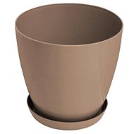 GARDINO Flowerpot LUX diameter 14 cm with saucer, brown - Flower Pot