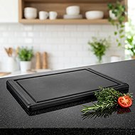Cutting board 350 x 230 x 12 black with groove Gastro - Cutting Board