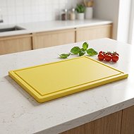 Gastro Plastic cutting board 40x30x1 cm, with groove, yellow - Cutting Board