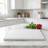 Gastro Plastic cutting board 60x40x3 cm, with groove, white - Cutting Board