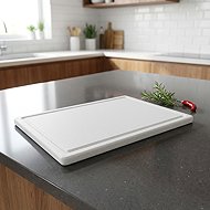 Gastro Plastic cutting board 40x30x1 cm, with groove, white - Cutting Board