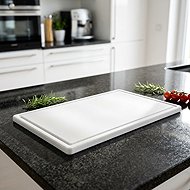 Gastro Plastic cutting board 53x32,5x2 cm GN 1/1, with groove, white - Cutting Board
