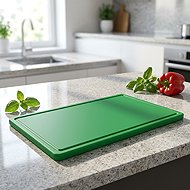 Gastro Plastic cutting board 53x32,5x2 cm GN 1/1, with groove, green - Cutting Board