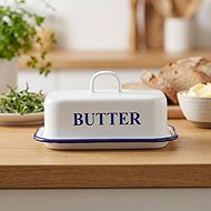 Gastro Enamel butter dish, 17 × 12 cm, white/blue - Butter Dish