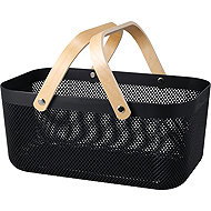 H&L Storage basket with bamboo handle 39cm, black - Storage Basket