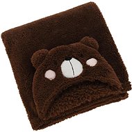H&L Baby blanket/hoodie with teddy bear hood, 70 × 100 cm, brown - Children's Bath Towel