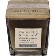 H&L Scented candle in glass, wooden lid, 10 cm, smoky, peppermint scent - Gyertya