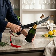 Laguiole Classique FOX Champagne sabre in wooden box, black - Bottle Opener