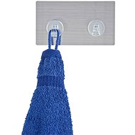 WENKO StaticLoc STRIP - Hook Belt with 2 Hooks 10x2x29cm, Stainless-steel - Bathroom Hook