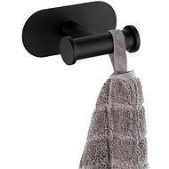 WENKO WITHOUT DRILLING TurboLoc OREA BLACK - Double Wall Hook, Black - Bathroom Hook