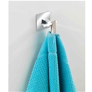 WENKO WITHOUT DRILLING TurboLoc QUADRO - Double Wall Hook, Metallic Glossy - Bathroom Hook