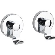 WENKO WITHOUT DRILLING VacuumLoc IRUN - 2 pieces of Wall Hooks, Metallic Shiny - Bathroom Hook