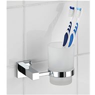 WENKO WITHOUT TURNING PowerLoc SAN REMO - Toothbrush cup, shiny metal - Toothbrush Holder Cup