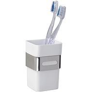 WENKO WITHOUT TURNING Premium Plus - Toothbrush cup, shiny metal - Toothbrush Holder Cup