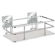 WENKO WITHOUT DRILLING TurboLoc QUADRO - Wall Shelf, Metallic Shiny - Bathroom Shelf