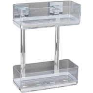 WENKO WITHOUT DRILLING VacuumLoc QUADRO - Two-storey Wall Shelf, Metallic Glossy - Bathroom Shelf