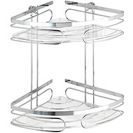 WENKO WITHOUT DRILLING Premium - Corner Two-storey Shelf, Metallic Shiny - Bathroom Shelf