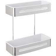 WENKO WITHOUT DRILLING Premium Plus - Two-storey Wall Shelf, Metallic Shiny - Bathroom Shelf