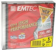 CD-R médium EMTEC 80min, 700MB, 52x speed, balení 5ks v SLIM krabičce - -