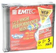CD-R 8cm médium EMTEC 185MB, 40x speed, balení 5ks v SLIM krabičce - -