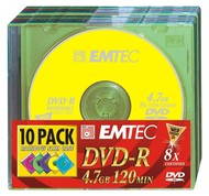 DVD-R médium EMTEC Rainbow 4.7GB, 8x speed COLOUR, balení 10ks barevných v SLIM krabičce - -