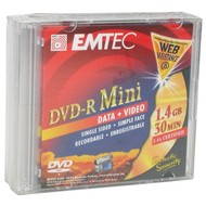 DVD-R 8cm médium EMTEC Fantastic Security 1.4GB, 4x speed, balení 5ks v SLIM krabičce - -
