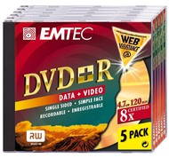 DVD+R médium EMTEC Fantastic Security 4.7GB, 8x speed, balení 5ks v krabičce - -