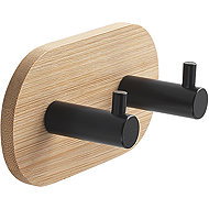 GEDY BAMBOOM Adhesive, Bamboo/Metal, Brown/Black 1127 - Bathroom Hook
