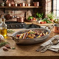 GENWARE Serving pot oval, stainless steel Vintage, volume 0,7 l, height 4 cm - Pan