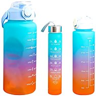 GGV Motivational water bottles 3 pcs, 2000 ml, 900 ml, 300 ml orange-violet-blue - Drinking Bottle