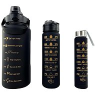 GGV Motivational water bottles 3 pcs, 2000 ml, 900 ml, 300 ml black - Drinking Bottle