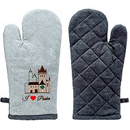 GiftyCity Kitchen mitt, light grey and dark grey, embroidery Eagle - Oven Mitt