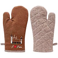 GiftyCity Kitchen mitt, beige and brown, embroidery Charles Bridge - Oven Mitt