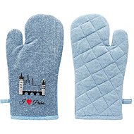GiftyCity Kitchen mitt, light blue and dark blue, embroidery Charles Bridge - Oven Mitt