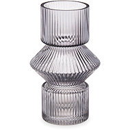 Giftdecor Glass vase, fluted glass, 9,5 × 16,5 cm, grey - Vase