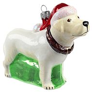 Krémový Labrador s čepicí - Vánoční ozdoby