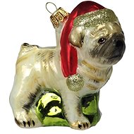 Skleněný pes mops - Vánoční ozdoby
